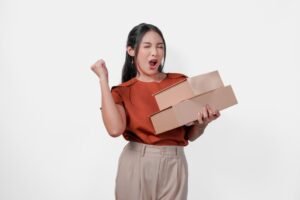 Cetakan kardus, kemasan kotak karton mockup, hasil cetak printer corrugated, kotak sepatu